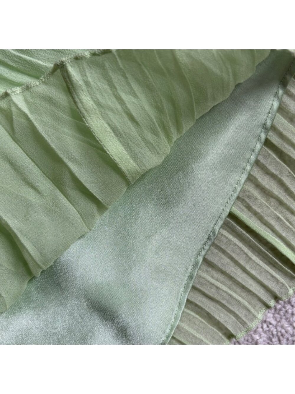 Laundry by Shelli Segal Silk Green Pleated Beaded Y2K Cocktail Dress - Picture 9 of 10